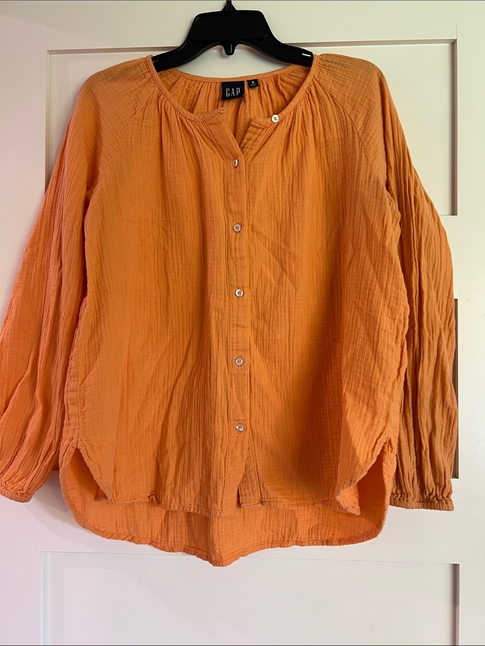 GAP Orange Button-Front Gauze Shirt
